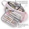 imageEASTHILL Big Capacity Pencil Case Pouch Pen Case Simple Stationery Bag School College Office Organizer for Teens Girls Adults StudentPlaid Pink