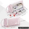 imageEASTHILL Big Capacity Pencil Case Pouch Pen Case Simple Stationery Bag School College Office Organizer for Teens Girls Adults StudentPlaid Pink