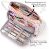 imageEASTHILL Big Capacity Pencil Case Pouch Pen Case Simple Stationery Bag School College Office Organizer for Teens Girls Adults StudentPlaid White