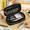 imageEASTHILL Big Capacity Pencil Pen Case Office College School Large Storage High Capacity Bag Pouch Holder Box Organizer Blue CyanBlack