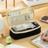 imageEASTHILL Big Capacity Pencil Pen Case Office College School Large Storage High Capacity Bag Pouch Holder Box Organizer Blue CyanBlack White