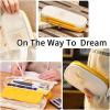 imageEASTHILL Big Capacity Pencil Pen Case Office College School Large Storage High Capacity Bag Pouch Holder Box Organizer Blue CyanYellow