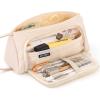 imageEASTHILL Big Capacity Pencil Case Pouch Pen Case Simple Stationery Bag School College Office Organizer for Teens Girls Adults StudentCream