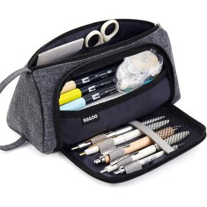 imageEASTHILL Big Capacity Pencil Case Pouch Pen Case Simple Stationery Bag School College Office Organizer for Teens Girls Adults StudentBlack M