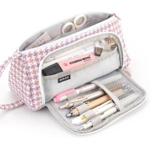 imageEASTHILL Big Capacity Pencil Case Pouch Pen Case Simple Stationery Bag School College Office Organizer for Teens Girls Adults StudentPlaid Pink
