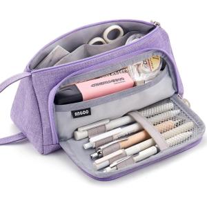 imageEASTHILL Big Capacity Pencil Case Pouch Pen Case Simple Stationery Bag School College Office Organizer for Teens Girls Adults StudentPurple