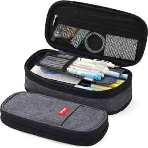 imageEASTHILL Big Capacity Pencil Pen Case Office College School Large Storage High Capacity Bag Pouch Holder Box Organizer Blue CyanBlack