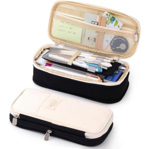 imageEASTHILL Big Capacity Pencil Pen Case Office College School Large Storage High Capacity Bag Pouch Holder Box Organizer Blue CyanBlack White
