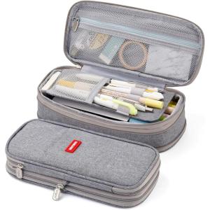 imageEASTHILL Big Capacity Pencil Pen Case Office College School Large Storage High Capacity Bag Pouch Holder Box Organizer Blue CyanGray