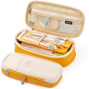 imageEASTHILL Big Capacity Pencil Pen Case Office College School Large Storage High Capacity Bag Pouch Holder Box Organizer Blue CyanYellow
