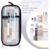 imageEASTHILL Grid Mesh Pen Pencil Case with Zipper Clear Makeup Color Pouch Cosmetics Bag MultiPurpose Travel School Teen Girls Transparent Stationary Bag Office Organizer Box for AdlutsPurpleWhite