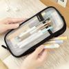 imageEASTHILL Grid Mesh Pen Pencil Case with Zipper Clear Makeup Color Pouch Cosmetics Bag MultiPurpose Travel School Teen Girls Transparent Stationary Bag Office Organizer Box for AdlutsPurpleWhite