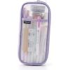 imageEASTHILL Grid Mesh Pen Pencil Case with Zipper Clear Makeup Color Pouch Cosmetics Bag MultiPurpose Travel School Teen Girls Transparent Stationary Bag Office Organizer Box for AdlutsPurplePurple