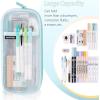 imageEASTHILL Grid Mesh Pen Pencil Case with Zipper Clear Makeup Color Pouch Cosmetics Bag MultiPurpose Travel School Teen Girls Transparent Stationary Bag Office Organizer Box for AdlutsPurpleGreen