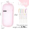 imageEASTHILL Grid Mesh Pen Pencil Case with Zipper Clear Makeup Color Pouch Cosmetics Bag MultiPurpose Travel School Teen Girls Transparent Stationary Bag Office Organizer Box for AdlutsPurplePink