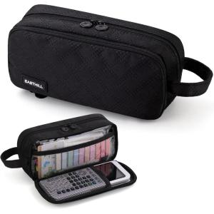 imageEASTHILL Large Capacity Pencil Case Cute Pencil Pouch with Handle Stationery Pen Bag for Teen GirlsPinkBlack