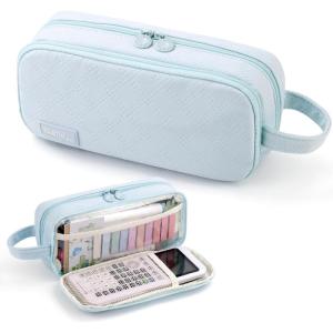 imageEASTHILL Large Capacity Pencil Case Cute Pencil Pouch with Handle Stationery Pen Bag for Teen GirlsPinkBlue