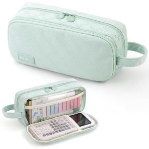 imageEASTHILL Large Capacity Pencil Case Cute Pencil Pouch with Handle Stationery Pen Bag for Teen GirlsPinkGreen