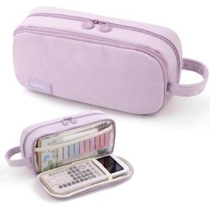imageEASTHILL Large Capacity Pencil Case Cute Pencil Pouch with Handle Stationery Pen Bag for Teen GirlsPinkPurple
